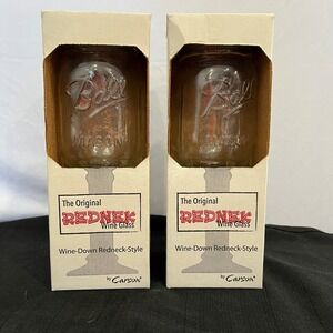 Carson The Original Rednek Wine Glass Set of 2 Ball Mason Jar Stemmed Clear 2011